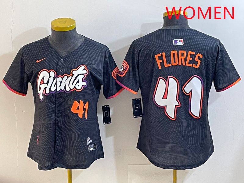 Women San Francisco Giants #41 Flores Black Joint Name 2025 Nike MLB Jersey style 6